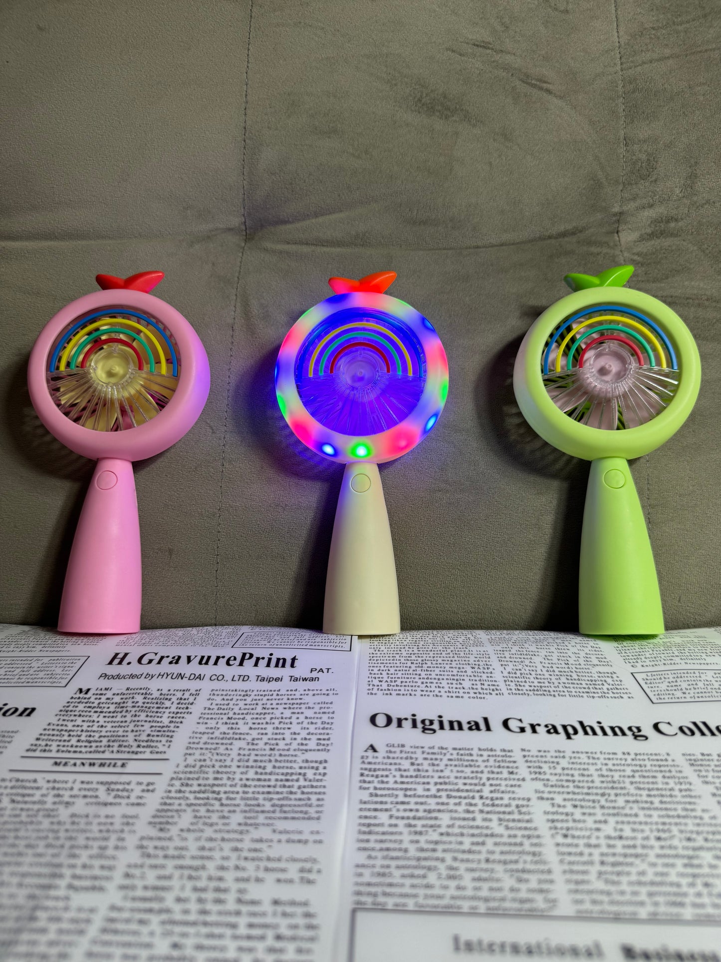 Rechargeable Rainbow π Cooling Fan with Light, USB Charging