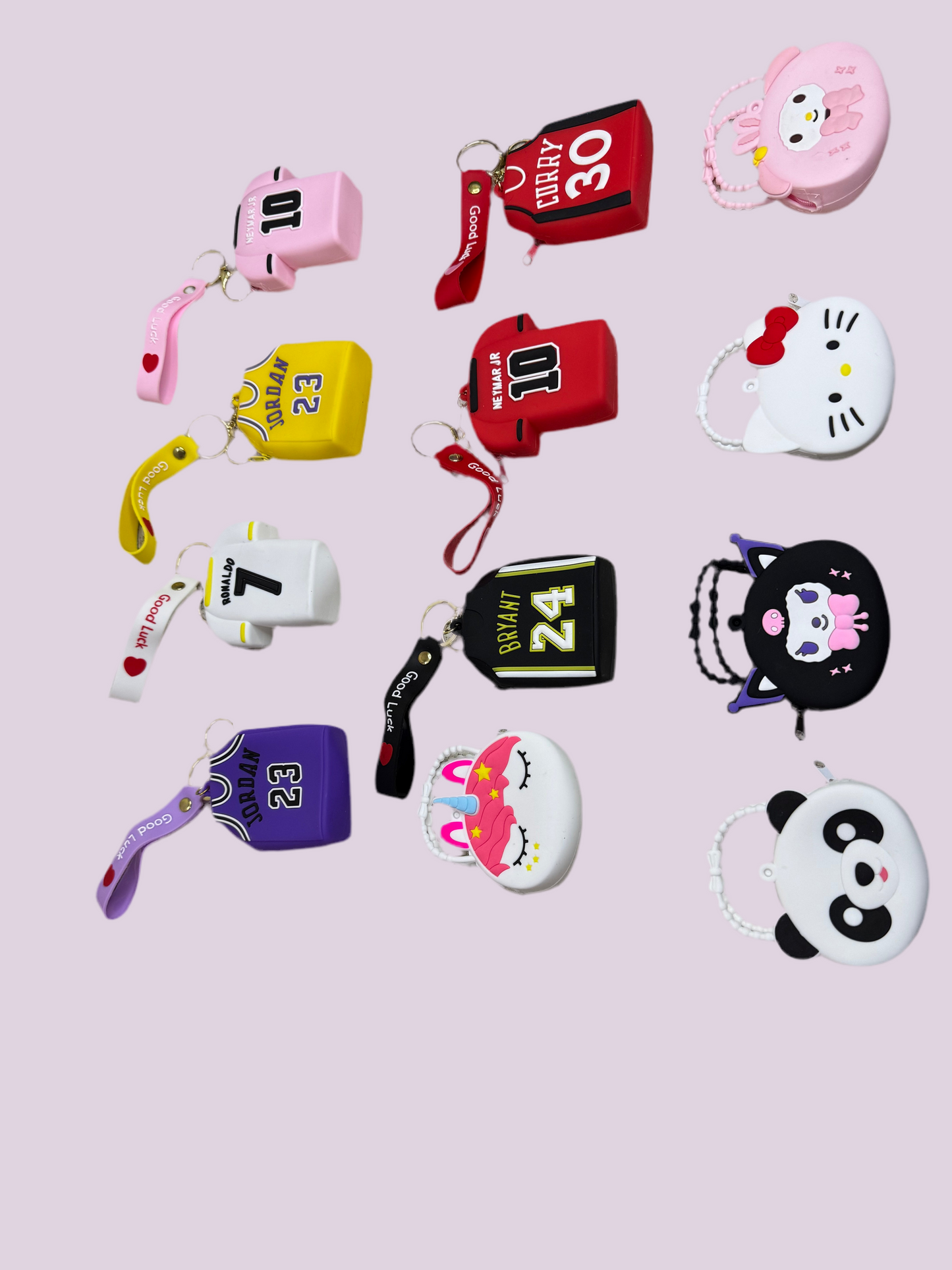 Cute Cartoon & Sports Jersey Silicone Keychain Pouches