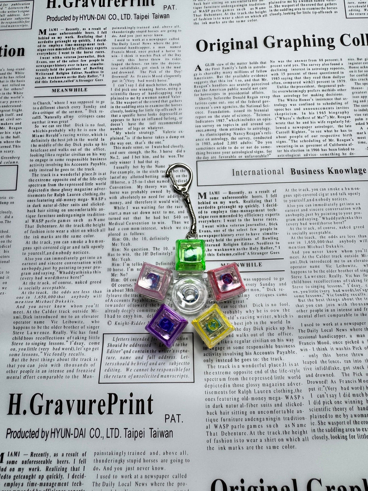 LED Light Keyboard Keychain Fidget Toy Clickable Button | Spinner