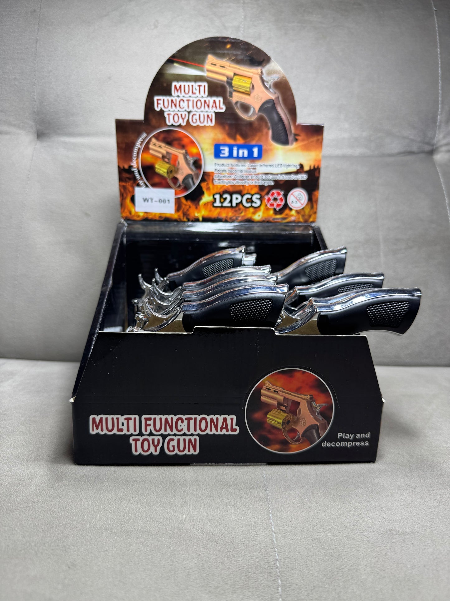 Toy laser, flashlight Revolver gun keychain