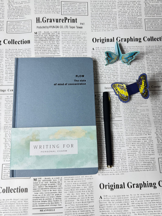 Flow Premium Diary Gift Set | Hardcover Journal with Gel Pen & Butterfly Bookmarks