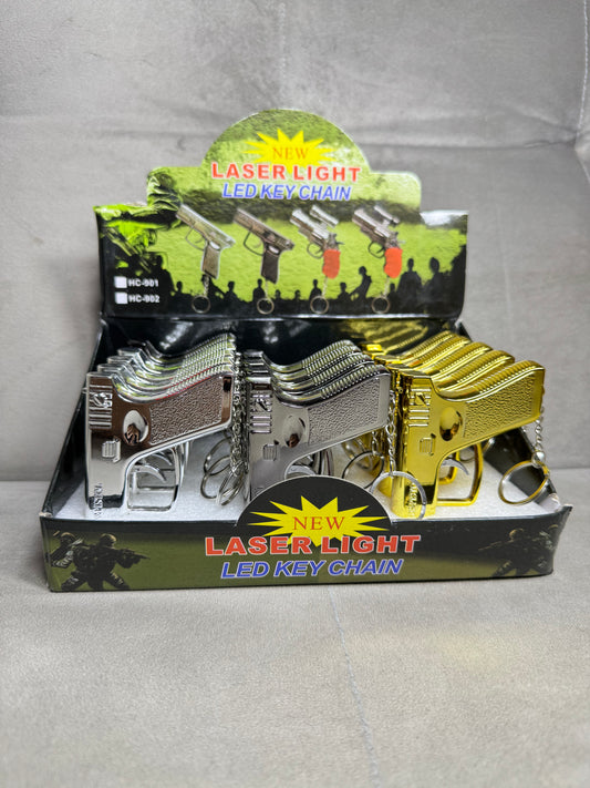 Toy laser, flashlight gun keychain