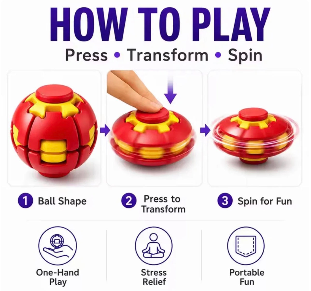 Fidget Magic Ball Spinner Cube Toy, 3D Fidget Spinner Ball Toy, Stress Relief Rotating Gyro Puzzle, Educational Desk Toy