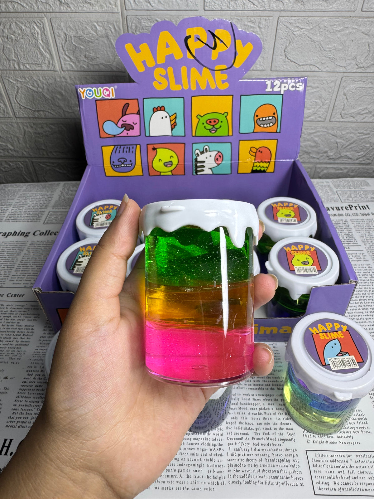 Happy Rainbow Glitter Slime