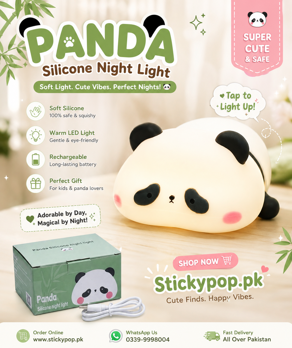 Panda 🐼 Silicone Night Light | Cute Rechargeable LED Lamp