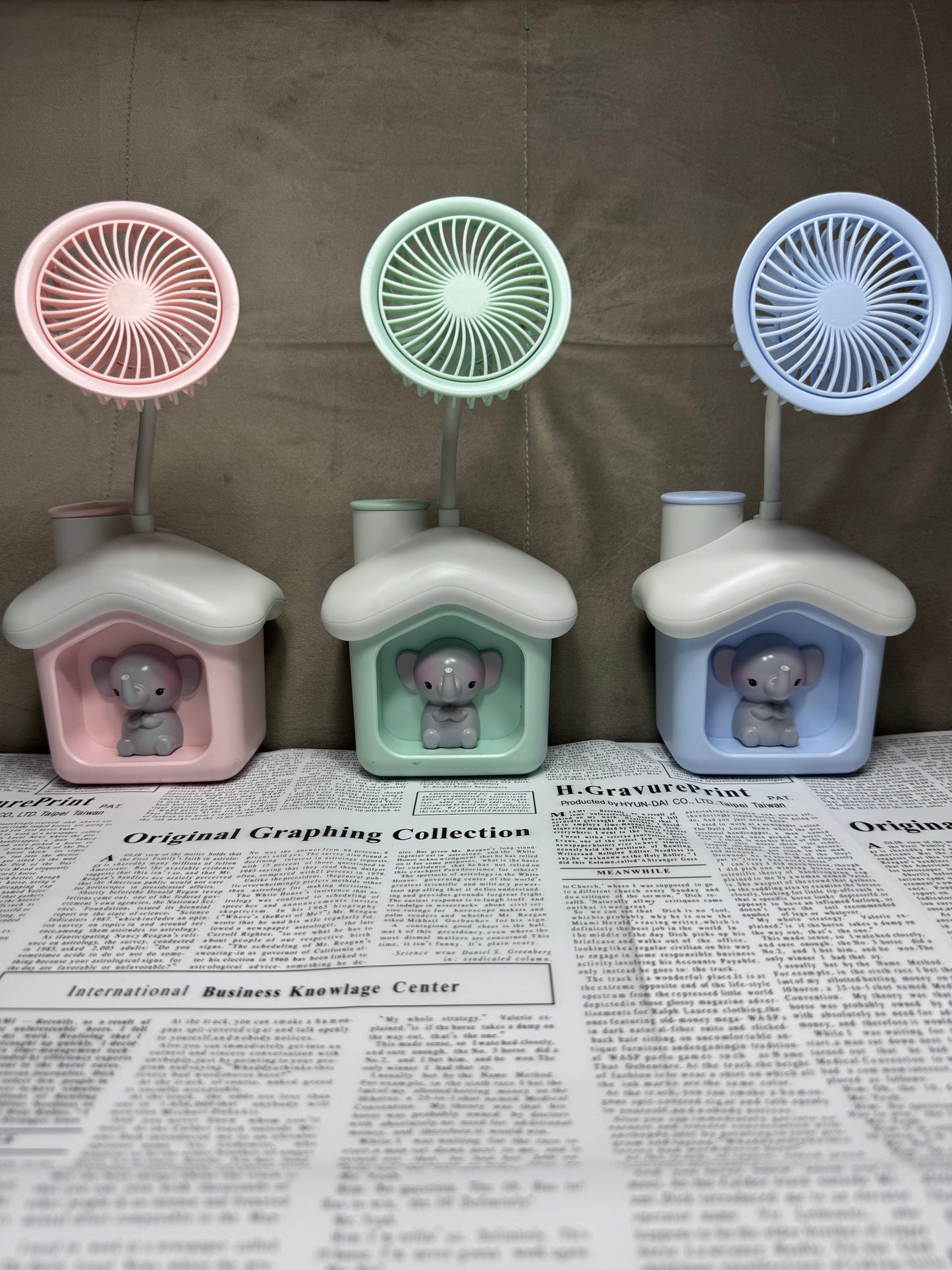 Elephant House Led Desk Fan, Portable Fan Comes with Sharpener & Money Box