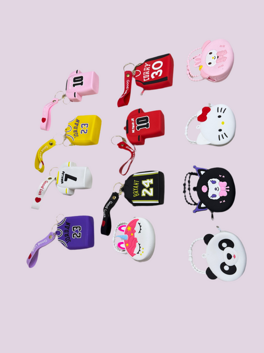 Cute Cartoon & Sports Jersey Silicone Keychain Pouches