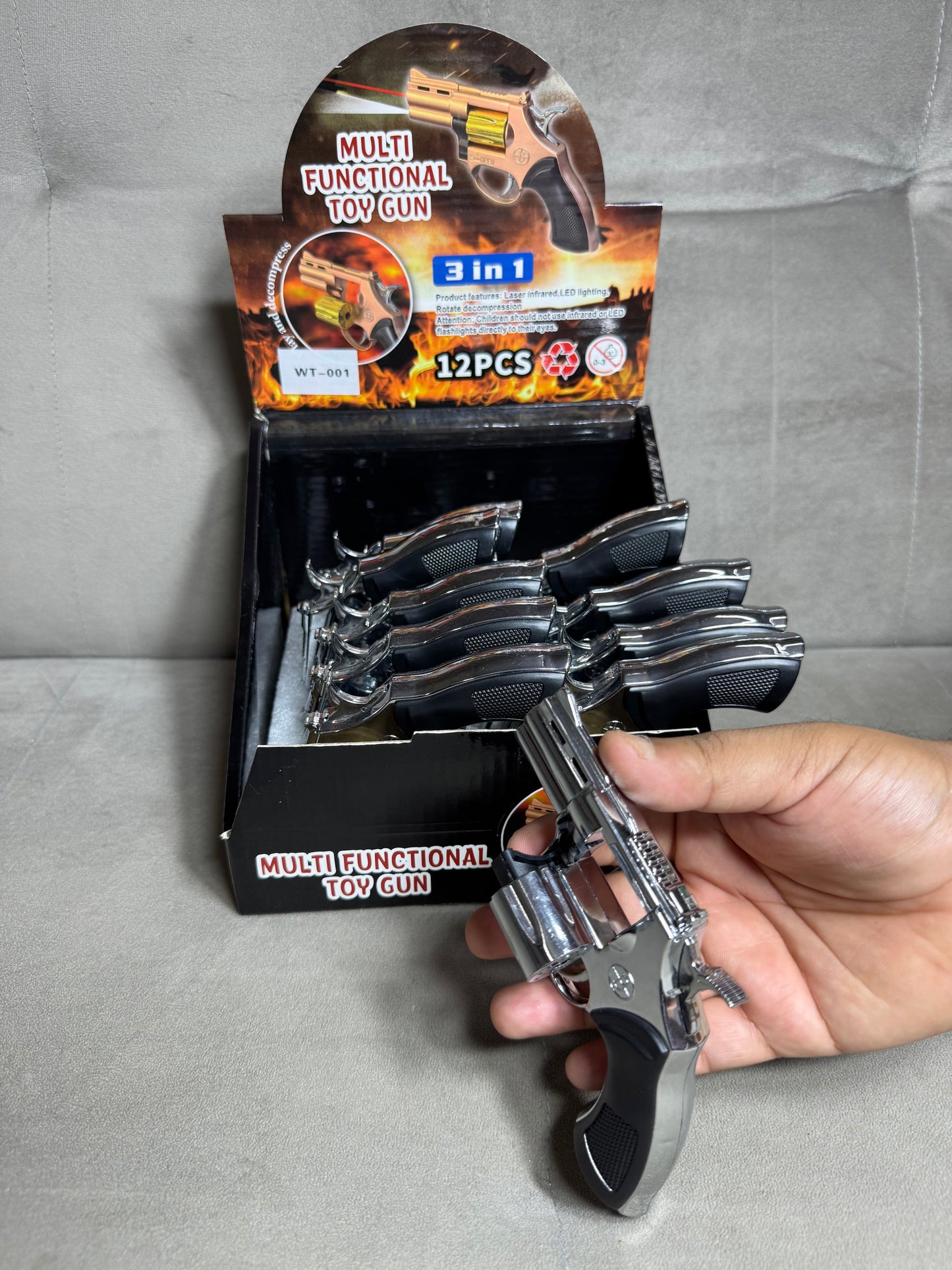 Toy laser, flashlight Revolver gun keychain