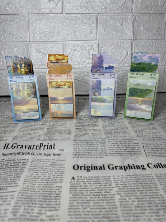Art Is Eternal Aesthetic Sticky Notes Set | Vintage Painting Memo Pads