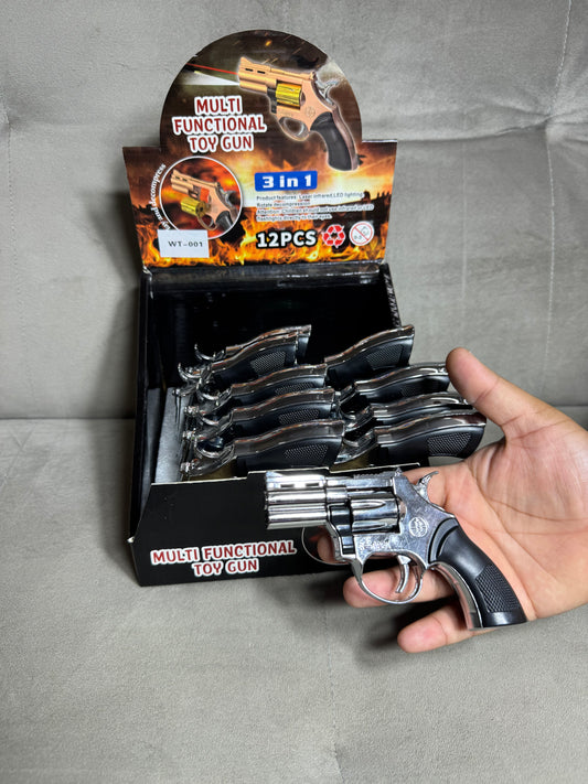 Toy laser, flashlight Revolver gun keychain