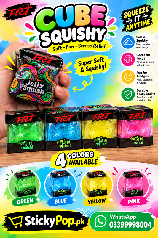 Squeeze & Relax Cube Squishy | Soft Stress Relief Toy