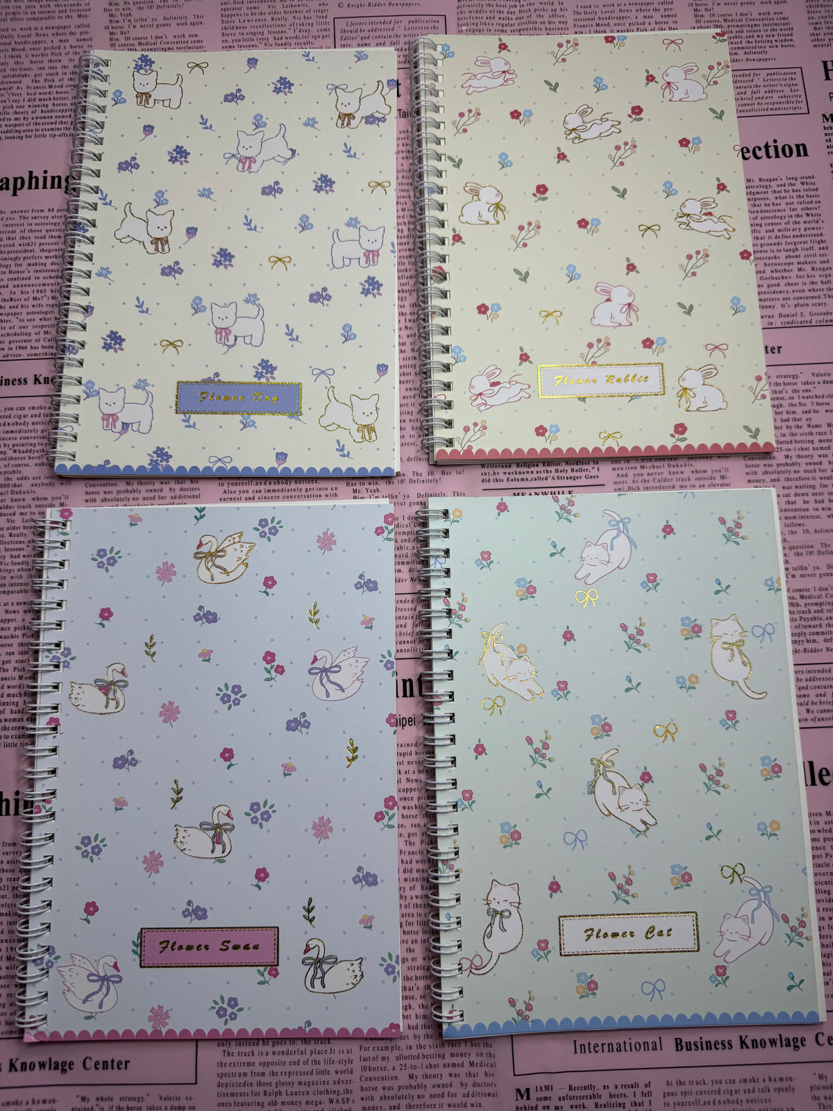 A5 Flower [Dog | Swan | Rabbit | Cat] Notebook