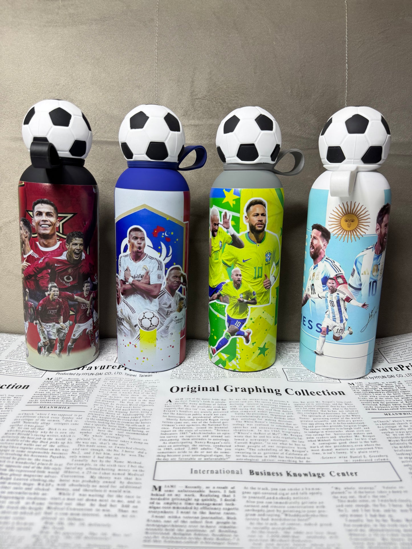 Football Characters Metal Water Bottle