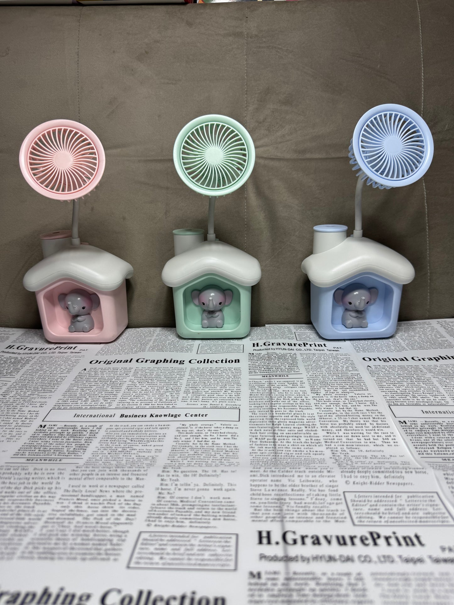 Elephant House Led Desk Fan, Portable Fan Comes with Sharpener & Money Box