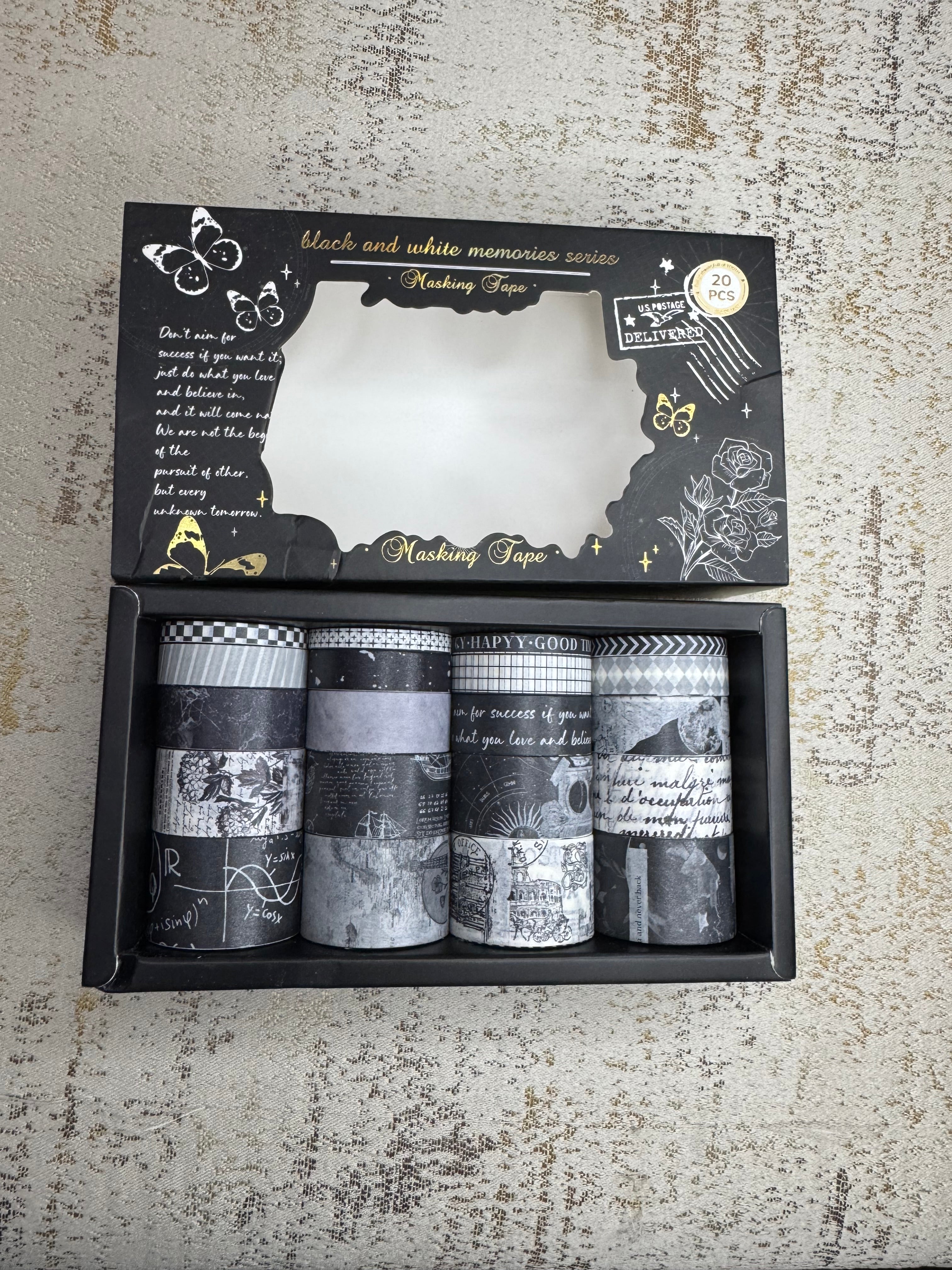 Black Aesthetic Washi Tape Box – Sticky Pop Stationery